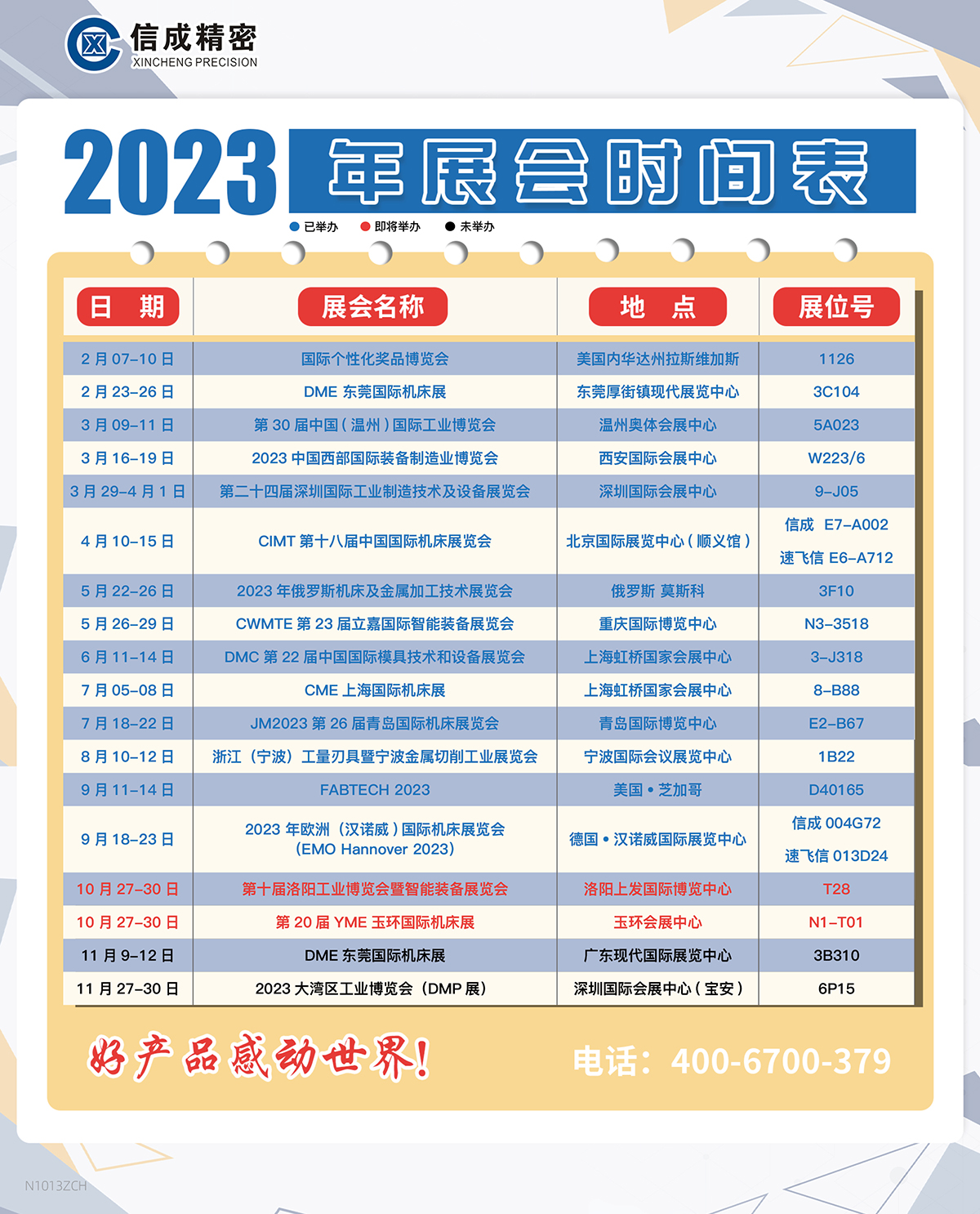 洛陽(yáng)信成2023年下半年展會(huì)安排時(shí)間表